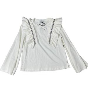 NWT Moelleux Ruffle Front Top White S
